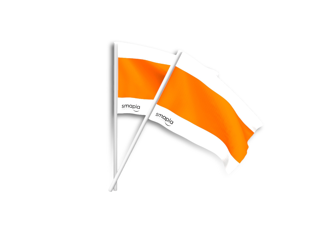 Warnflagge - mit Stiel - weiß/orange/weiß - 500 x 500 mm